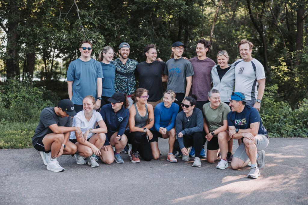 Happy runners posing for group picture together