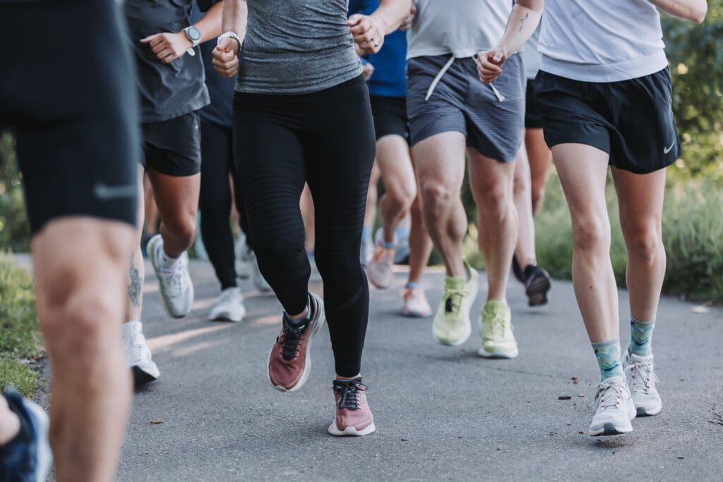 Runners running waist down shot only