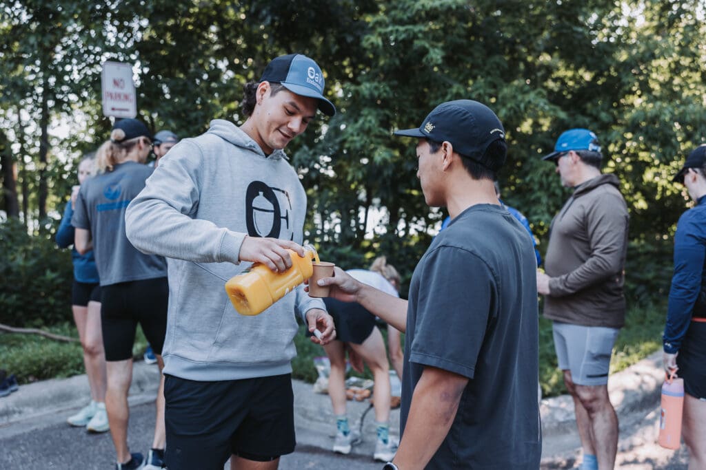 Runners fueling up pre run
